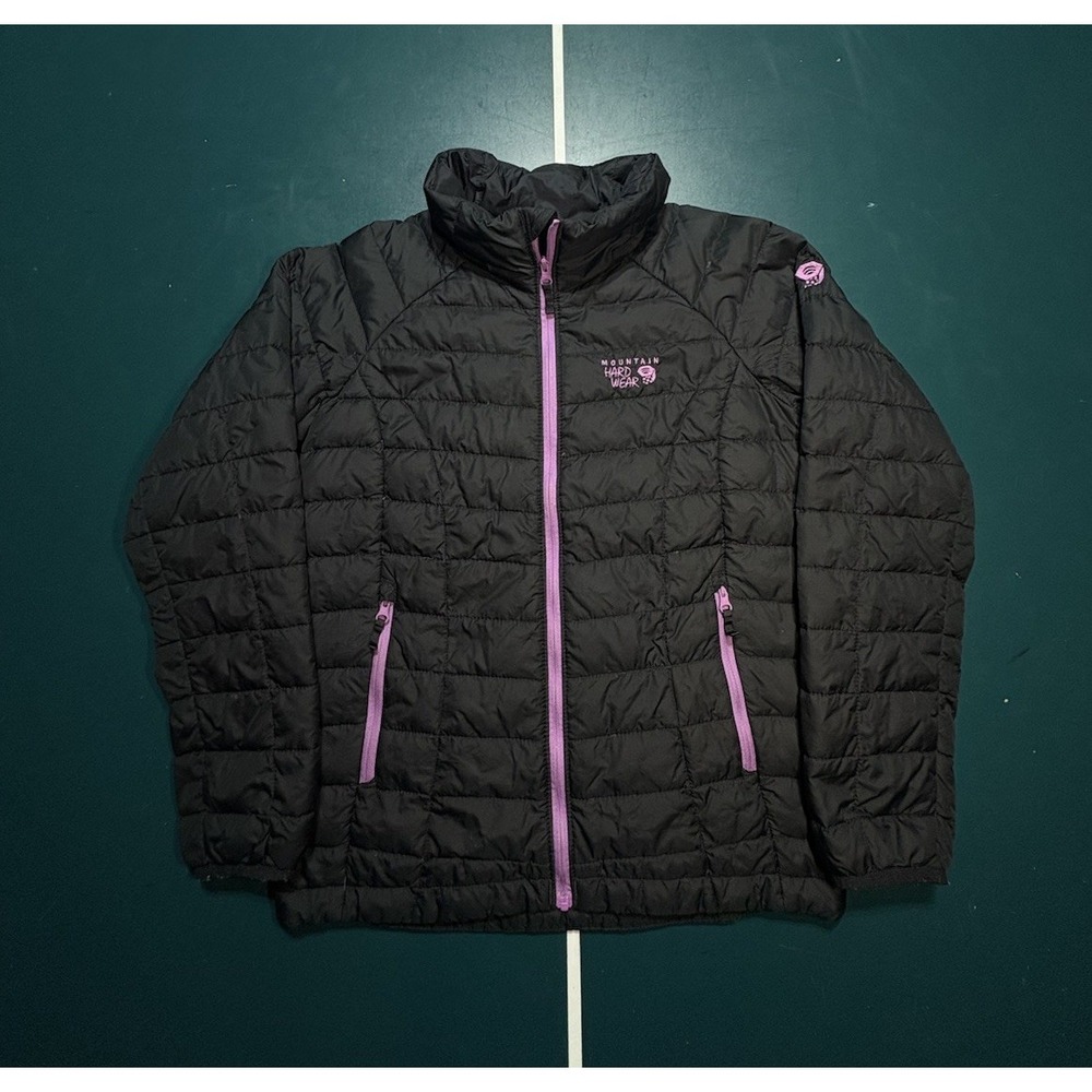 Mountain Hardwear Down Feather Puffer Jacket Youth‎ Girls Medium Black Purple